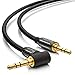 Produktbild deleyCON 3,0m Klinkenkabel 3,5mm AUX Kabel Stereo Audio Kabel Klinkenstecker 1x 90° gewinkelt für PC Laptop Handy Smartphone Tablet KFZ HiFi-Receiver - Schwarz