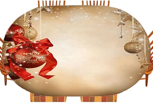 Miniatura 10 de Mantel ajustable elástico ovalado de Navidad, estampado de estilo navideño, para decoración de mesa de cocina, comedor, picnic al aire libre, se