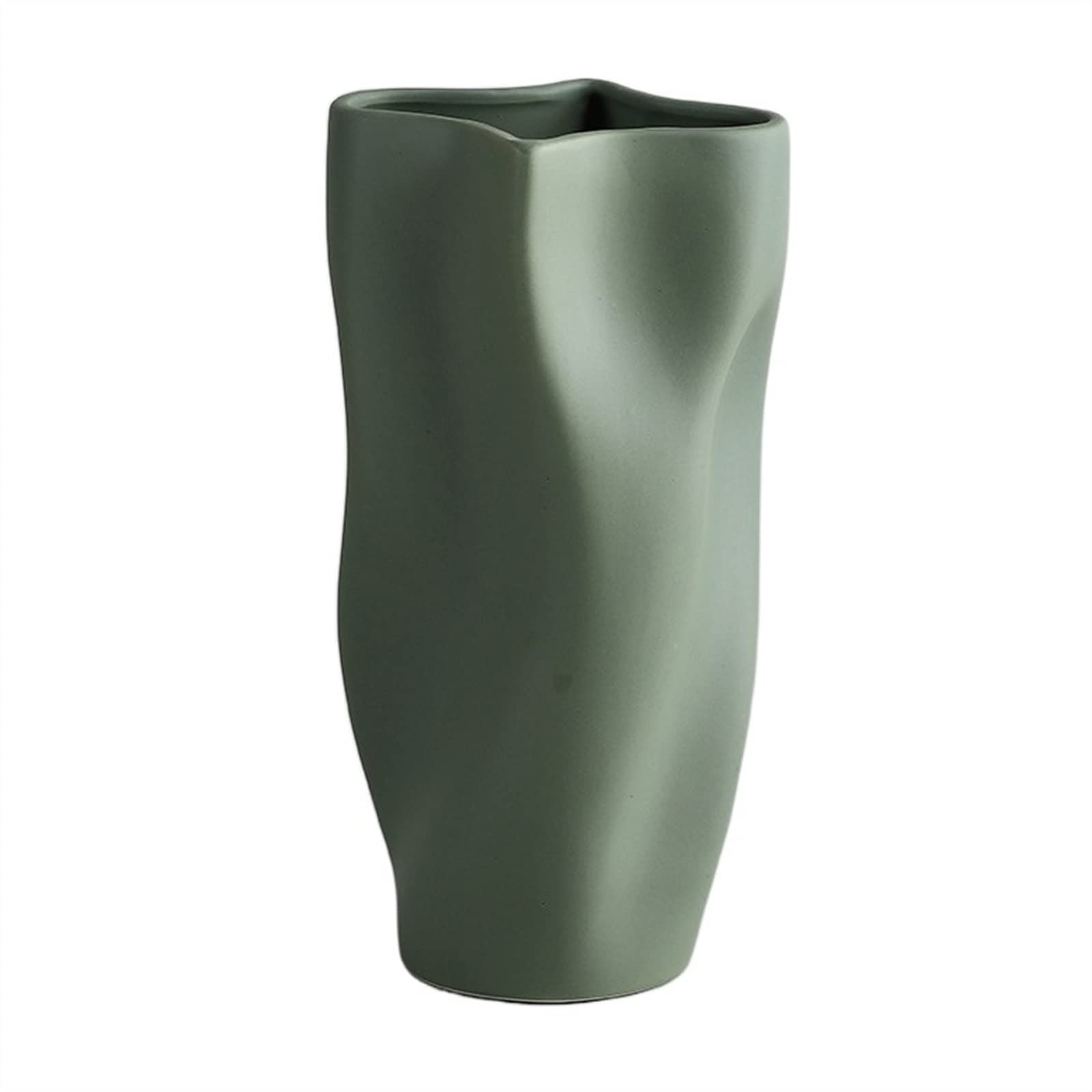 Bzgpmfud Green Vase Desktop Flower Ceramic Decoration Tabletop Dry White Simple Irregular(Green)