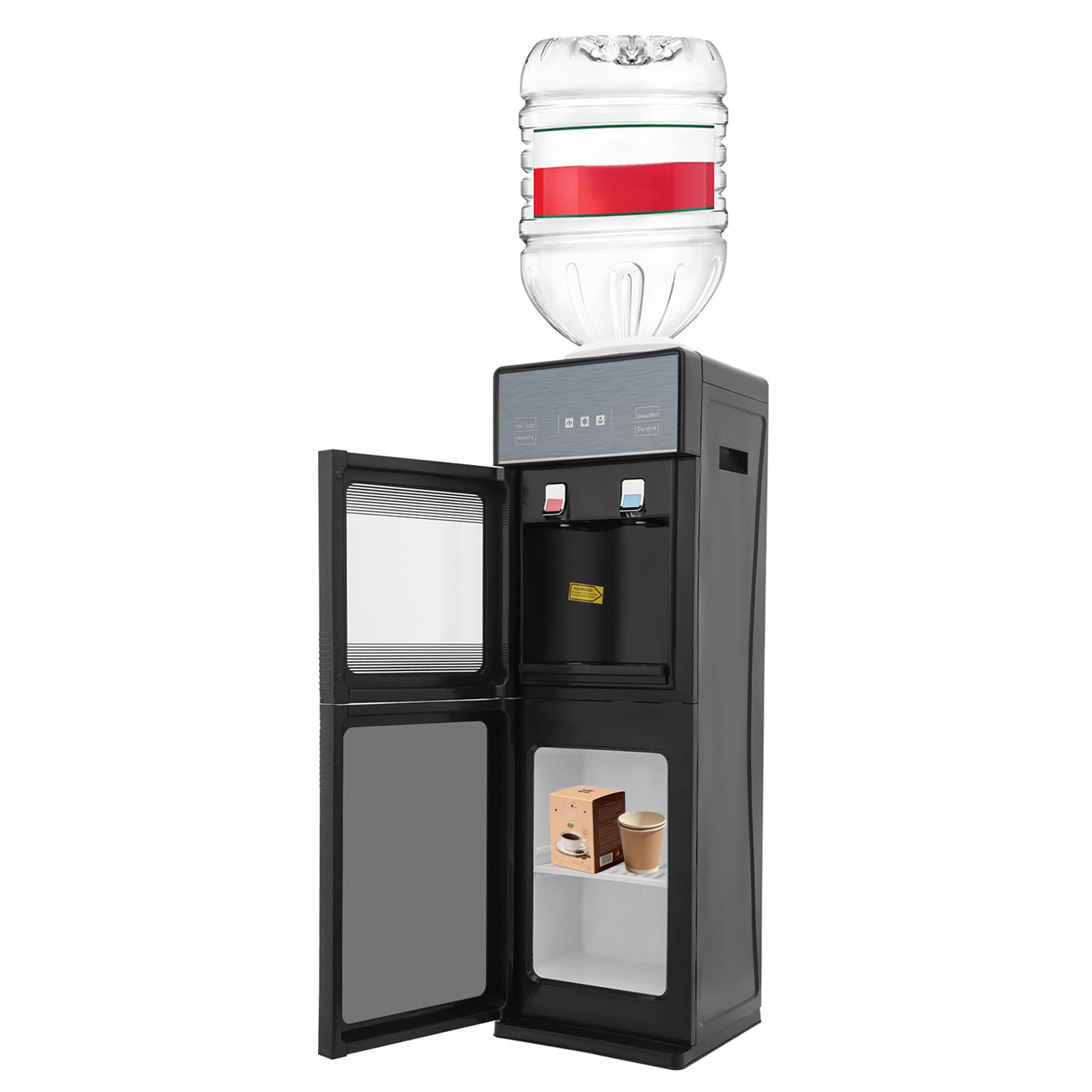 Distributore di acqua elettrico, erogatore di acqua a freddo, doppia funzione, distributore d'acqua con armadietto e indicatore LED, per secchio d'acqua da 19 l