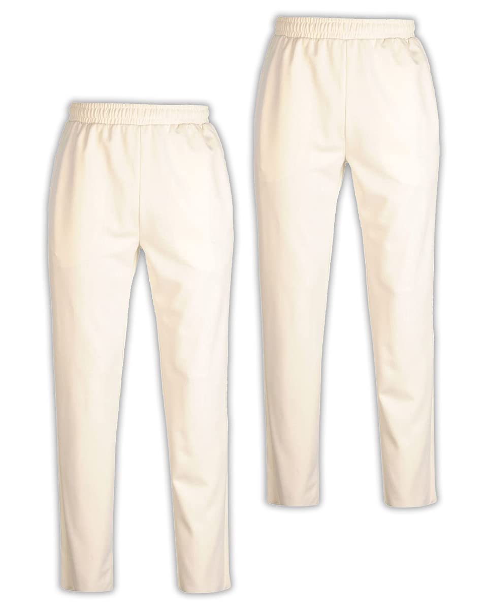 Prostyle Sports 2 x PRO Cricket Trousers Match Playing Kit Pants Bottoms Elasticated Waist Drawstring