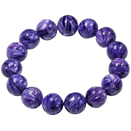 ShineLuxe本物紫色天然チャロアイト宝石 ラウンドクリスタルビーズ 6-14mm レディースブレスレット用 (弦あたり8mm)