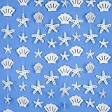8 Pack Pearlescent Starfish & Shell Paper Hanging Decorations - Coastal Nautical Garland for Under the Sea, Beach Wedding, Mermaid Party, Birthday, Baby Shower, and Ocean-Themed Party Decor