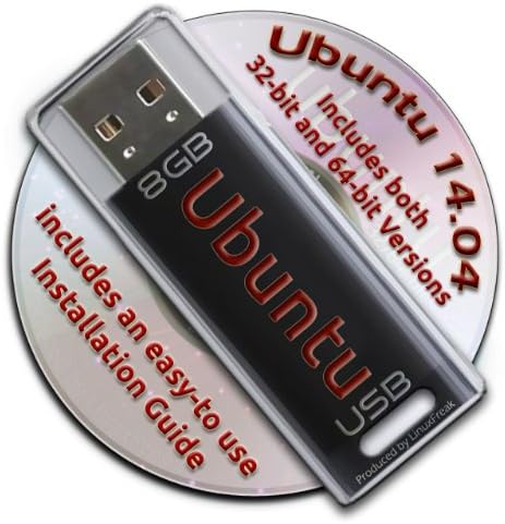 Ubuntu Linux 14.04 Bootable 8GB USB Flash Drive - Contains Both 32-bit and 64-bit.
