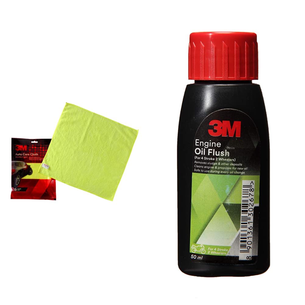 3M Microfiber Cloth for Cars (16"x16") & 3M Engine Oil Flush for Bikes (50ml) Combo Pack-image-11