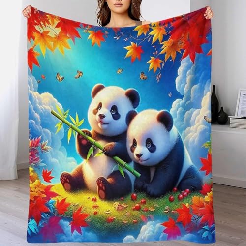 Couverture Panda géant chaude et moelleuse jeté de lit microfles - 6