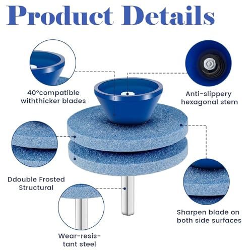VireEyU Juego de 3 afiladores de cuchillas de cortacésped, afilador de jardín universal para taladro eléctrico y taladro manual,herramienta de afilado efectiva, kit de reparación para herramientas - imagen 3