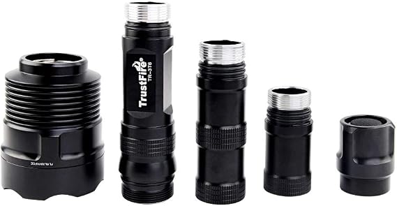 TrustFire TR-3T6 LED Flashlight, Super Bright 3800 Lumens, Water Resistant 5 Light Modes Large Tactical Torch by 2X or 3X Rechargeable Battery(not Included)