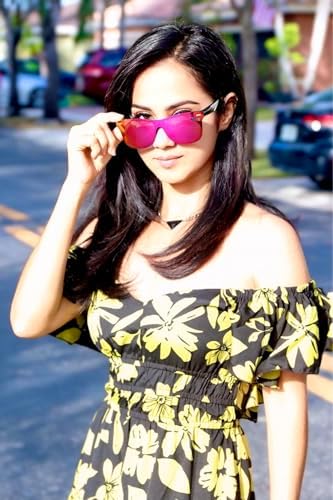 FEISEDY Womens Men Sunglasses Trendy Mirrored Reflective Sun Glasses B4114 - 1