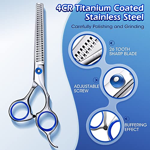 Gimars Professional 5 in 1 Grooming Scissors for Dogs 4CR with Safety Round Tip, Heavy Duty Titanium Coated Straight & Thinning & Curved Shears Gimars Professional 5 in 1 Grooming Scissors for Dogs 4CR with Safety Round Tip, Heavy Duty Titanium Coated Straight & Thinning & Curved Shears