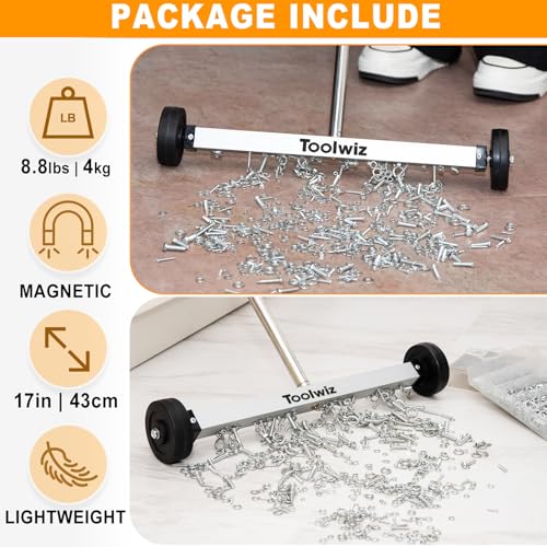 Toolwiz TMS31117 Magnetic Pick Up Sweeper 17-Inch Heavy Duty Magnet Pickup Lawn Sweeper Roofing Tools thumb #6