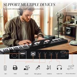 Ktaxon 88 Key Foldable Electronic Keyboard Piano, Semi-Weighted Electric Piano Digital Piano with Dual Bluetooth Mode, 1000 Rhythms, 1000 Tones and 50 Demos for Beginners Adults(Black)