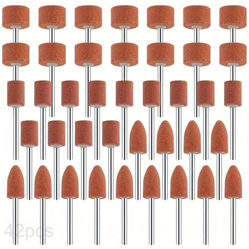Meule 42pcs pour Outil Rotatif – Meules à Rectifier en Oxyde d'Aluminium, Accessoires de Ponçage Grain Uniforme, Embouts Cylindriques et Coniques pour Métal, Bois...