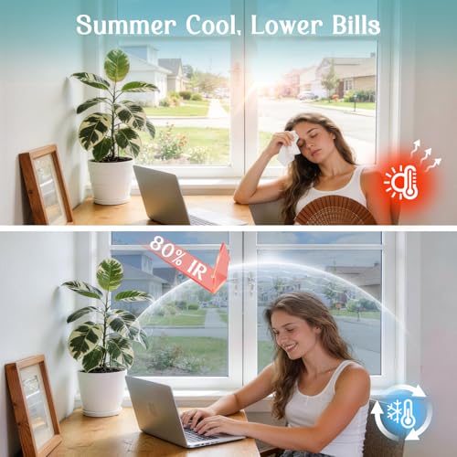 Image of Haton Window Tint for Home, One Way Film, Silver 29.5 inch x 157.4 inch