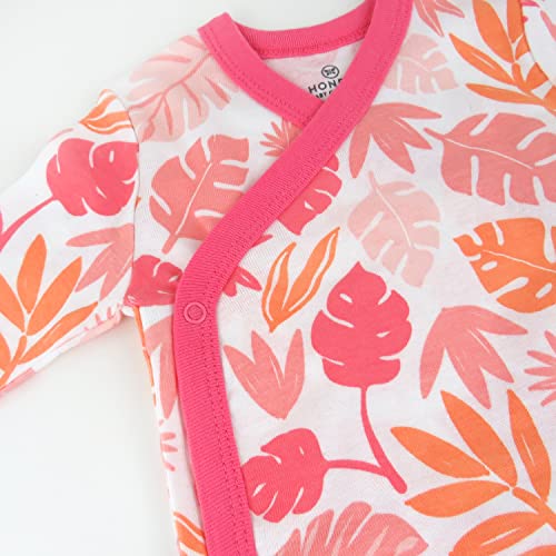Image of HonestBaby Baby 3-Pack Organic Cotton Long Sleeve Side-snap Kimono Bodysuits