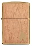 Zippo Zapalniczka Sztormowa, Woodchuck, Brushed Brass, Emblemat Mahoniowy, Wielokrotnego Użytku, Wiatroszczelny Design, Pudełko Prezentowe, Wyprodukowana w USA