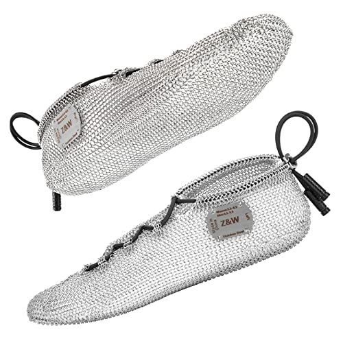 Z&W Minimalist Barefoot Cut Resistant Chainmail Zero Drop Diving Sock Shoes for Women and Men Multi-Purpose & Ultra-Portable Aqua Water, Silver, 13-13.5 Women/12-13 Men
