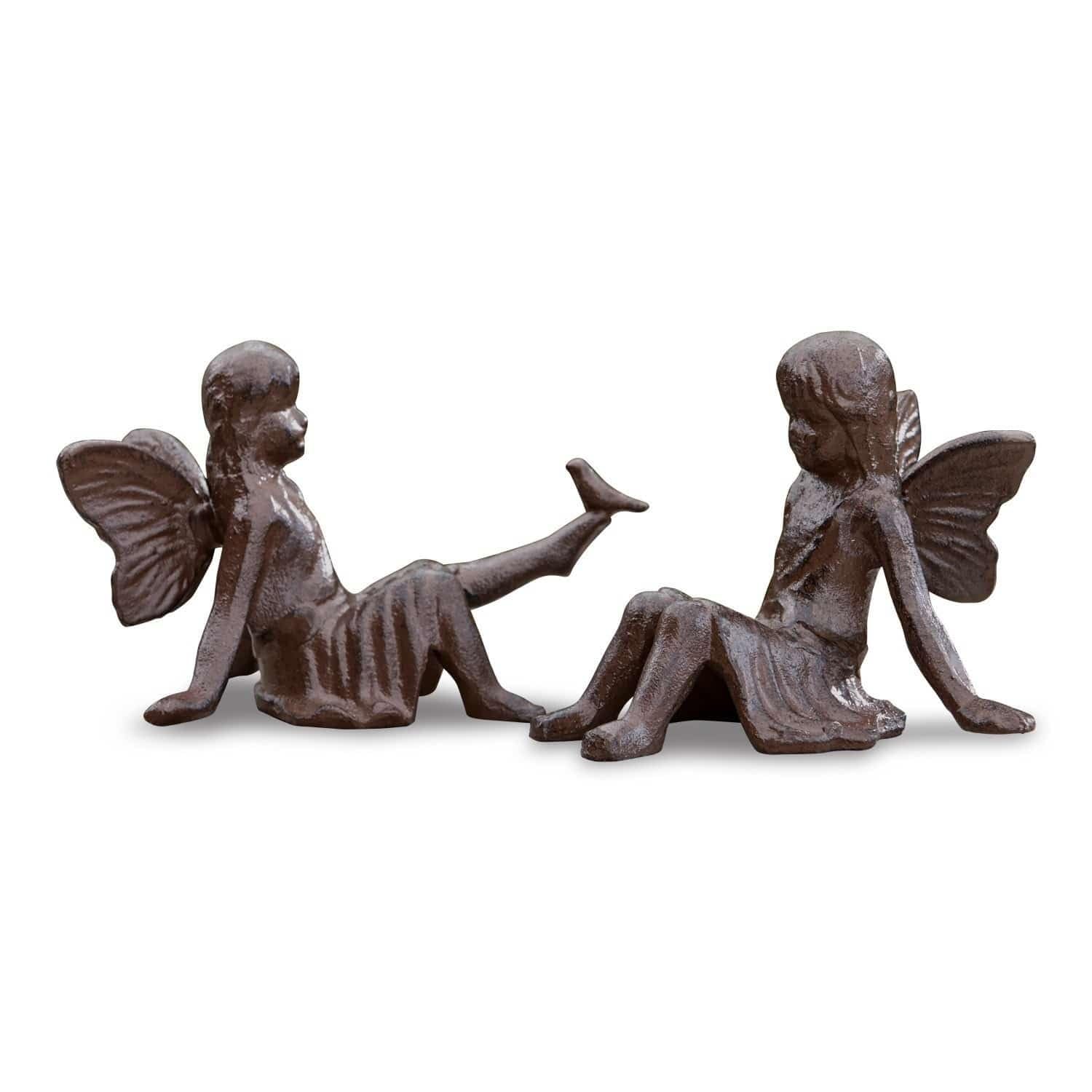 Figurines d'elfes en pure fonte Loberon Papille pour décoration extérieure chic