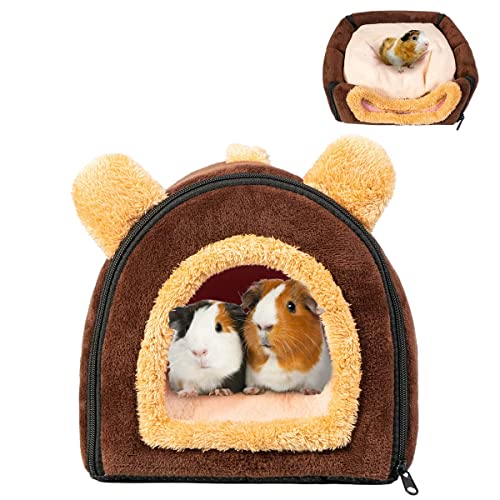 Pantula Warm Guinea Pig Bed House in Winter, Cave Cozy Hamster Rabbit Bed with Removable Pad