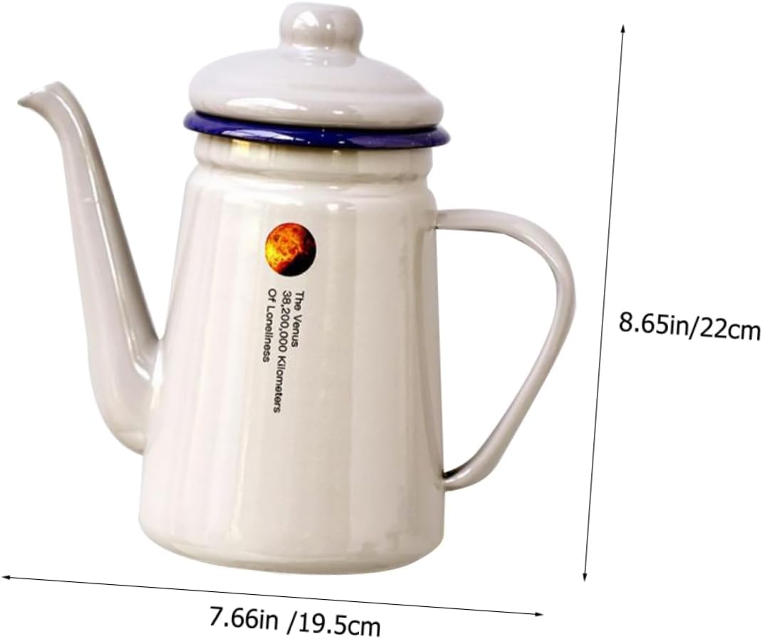 Homoyoyo Enamel Camping Coffee Pot Decorative Pour-over Kettle for Tea for Outdoor Gatherings Housewarming and Afternoon Tea Parties