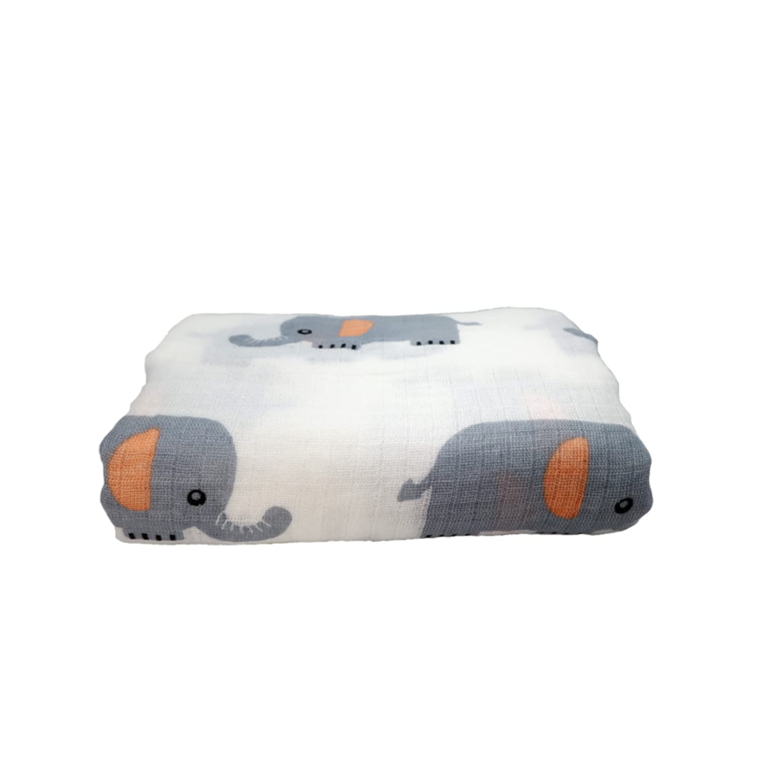 Baby Swaddle Blanket Unisex Swaddle Wrap Soft Muslin Swaddle Blankets Neutral Receiving Blanket for Boys and Girls, Large 47 x 47 inches(Elephant)