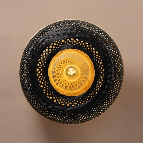 Image of Habere India-All the Cultures Fabricating India Wall Lamps for Living Room Decoration | Bedroom Lights for Walls | Lamps for Living Room | Bamboo Wall Lamp - Round (M: 41 * 41 * 17 cm)