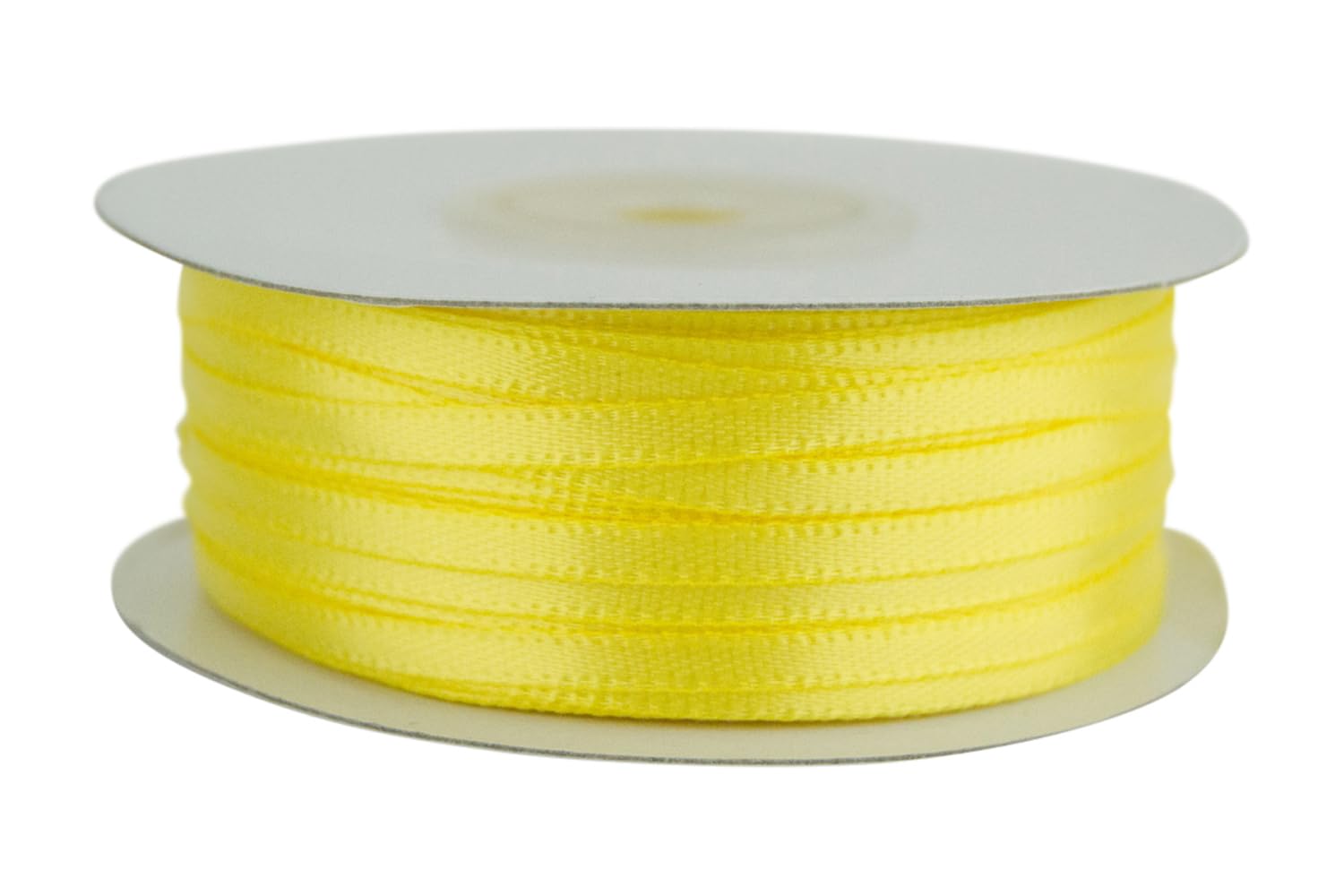 Ribbon Bazaar Double Faced Satin - Premium Gloss Finish - 100% Polyester Ribbon for Gift Wrapping, Crafts, Scrapbooking, Hair Bow, Decorating &amp; More - 1/8" Yellow 100yd Spool