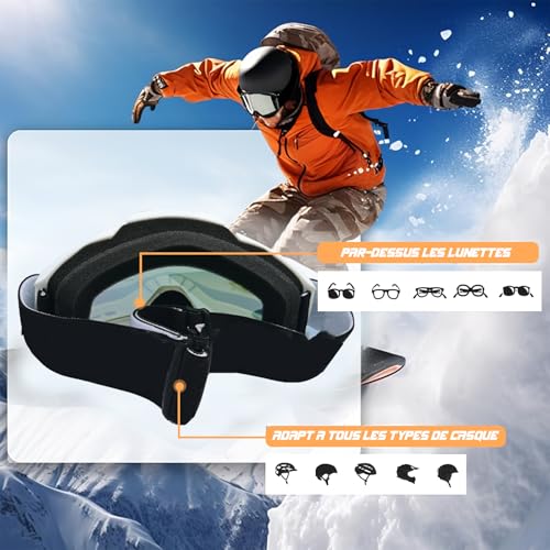 Lunette moto cross avec double éponge pour ski et cyclisme