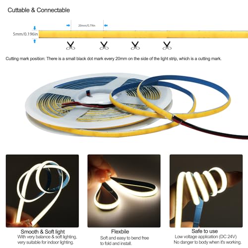 Tira de LED 24V 5 mm Natural Blanco 4000K 5 m 2000 LEDs miniatura 4