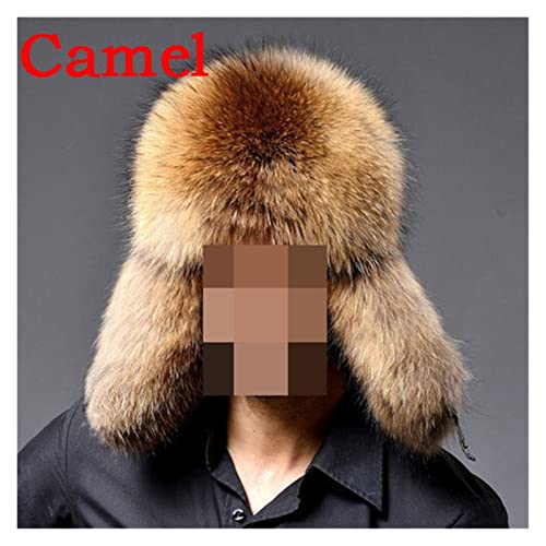 BGAZA Versione più Spessa di Mens f-ur Cappelli Inverno all'aperto f-ur Cappelli russi Uomo Cappello da Sci Cappelli in Pelle Calda Cappelli in Pelle(Camel)