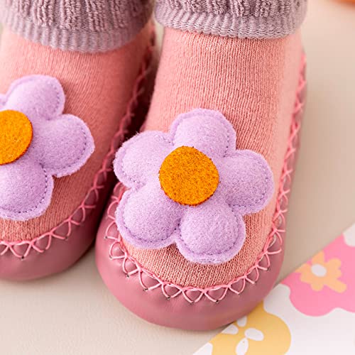 Toddler House Shoes Autumn and Winter Boys and Girls Children Cute Socks Shoes Non Slip Floor Baby Toddler Sports Shoes (Purple, 0-6 Months)4