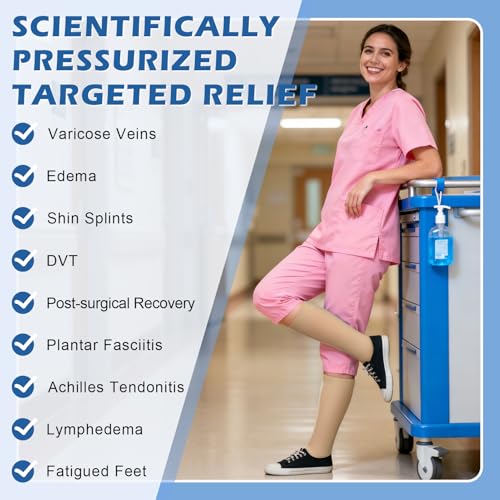 Image of Beister Closed Toe Knee High Calf Compression Socks for Women & Men, Firm 20-30 mmHg Graduated Support for Varicose Veins, Edema, Flight, Pregnancy
