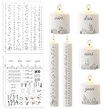 4pcs Kerzen Tattoos Folie Advent Weihnachten Kerzentattoos Adventskerzen Zahlen 1-4 Rub On Sticker Adventskerzen mit Zahlen 1-24 Kerzensticker Advent DIY für Adventskerzen