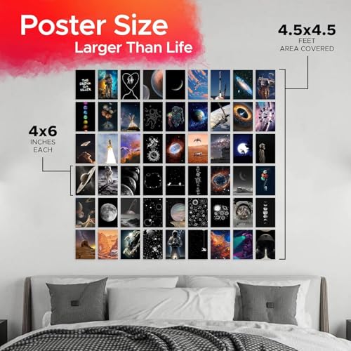 Image of Space Posters, Home Decor For Living Room, Aesthetic Wall Stickers For Bedroom And Gym, Gifts For Men And Friends, 4x6 Inches Size Collage Art Kit (Space Wall Collage Kit)