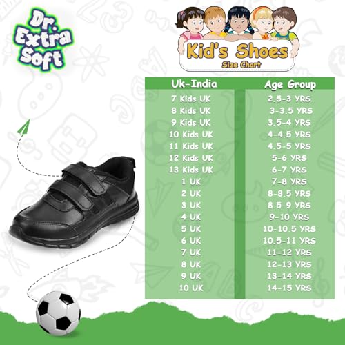 Image of DOCTOR EXTRA SOFT Lightweight EVA Unisex-Child /Kids /Adults Black & White School Uniform Shoe with Memory Foam Cushion & Adjustable Hook Loop| Formal,Casual,Running|Comfortable | Anti-Skid D-3005