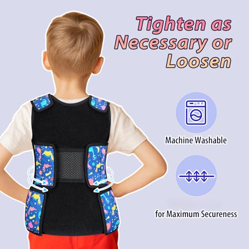 Image of Janmercy Weighted Vest for Kids Ages 2 to 9 Adjustable Neoprene Compression Vest Removable Weights Breathable Comfort Toddler(Dinosaur,Small,Dark Blue)