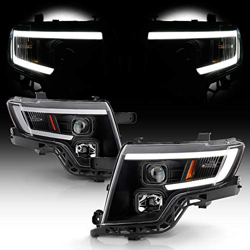 ACANII - For 2007-2010 Ford Edge LED Tube Style Black Housing Projector Headlights Headlamps Assembly Driver & Passenger