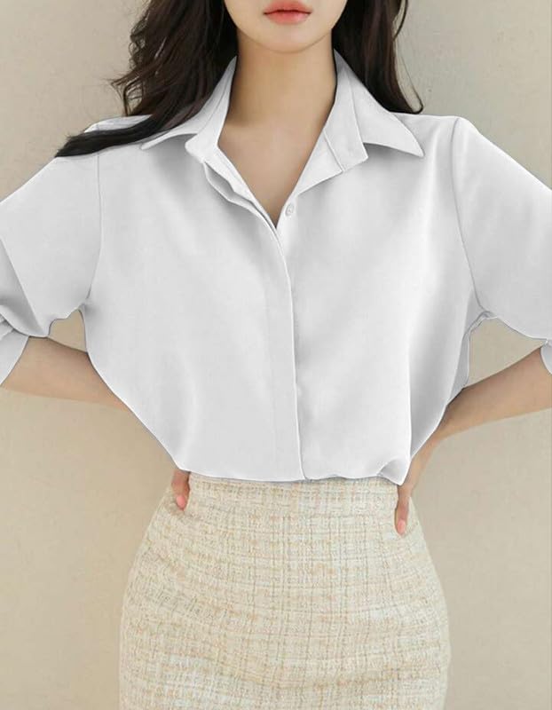 Image of Women's Regular Fit Korean Style Shirts | Stylish Western Shirt with Concealed Placket | Casual & Office Wear Shirt for Women