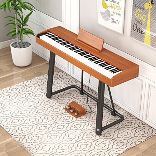 Piano numérique 88 touches avec support Triple pédale Touches pondérées Clavier électronique portable Support de piano Bluetooth MIDI for débutants Adultes Enfants (Color : Brown) - Les Beatles, Paul McCartney, John Lennon, RIngo Starr, George Harrison Piano numérique 88 touches avec support Triple pédale Touches pondérées Clavier électronique portable Support de piano Bluetooth MIDI for débutants Adultes Enfants (Color : Brown) – Image 3