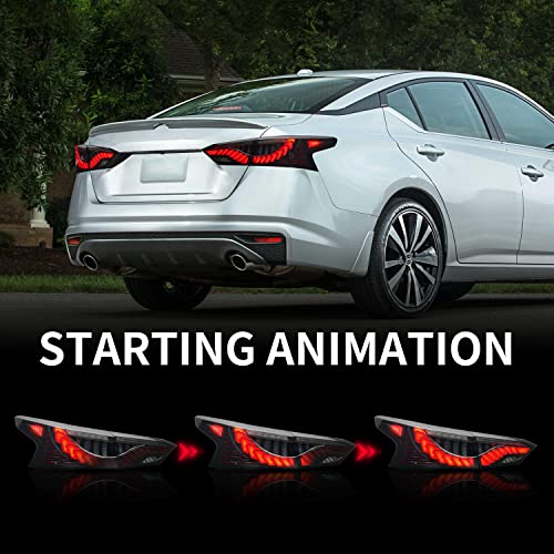 Archaic Led Tail Lights Compatible With Altima 6Th Gen L34 S/Sr/Sv/Sl/Platinum 2019 2020 2021, Rear Lamps W/Sequential Turn Signal Plug & Play Pair (Smoked) #TOP2