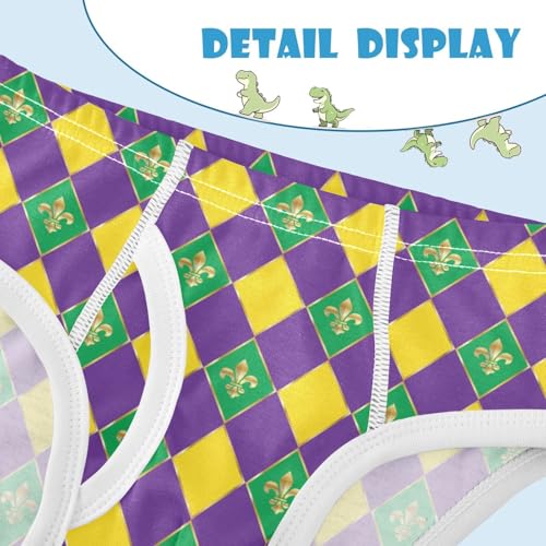 visesunny Boys Cotton Underwear Cardinal Mardi Gras Printed Toddler Soft Training Briefs Size 2T-8Y for Kids 5