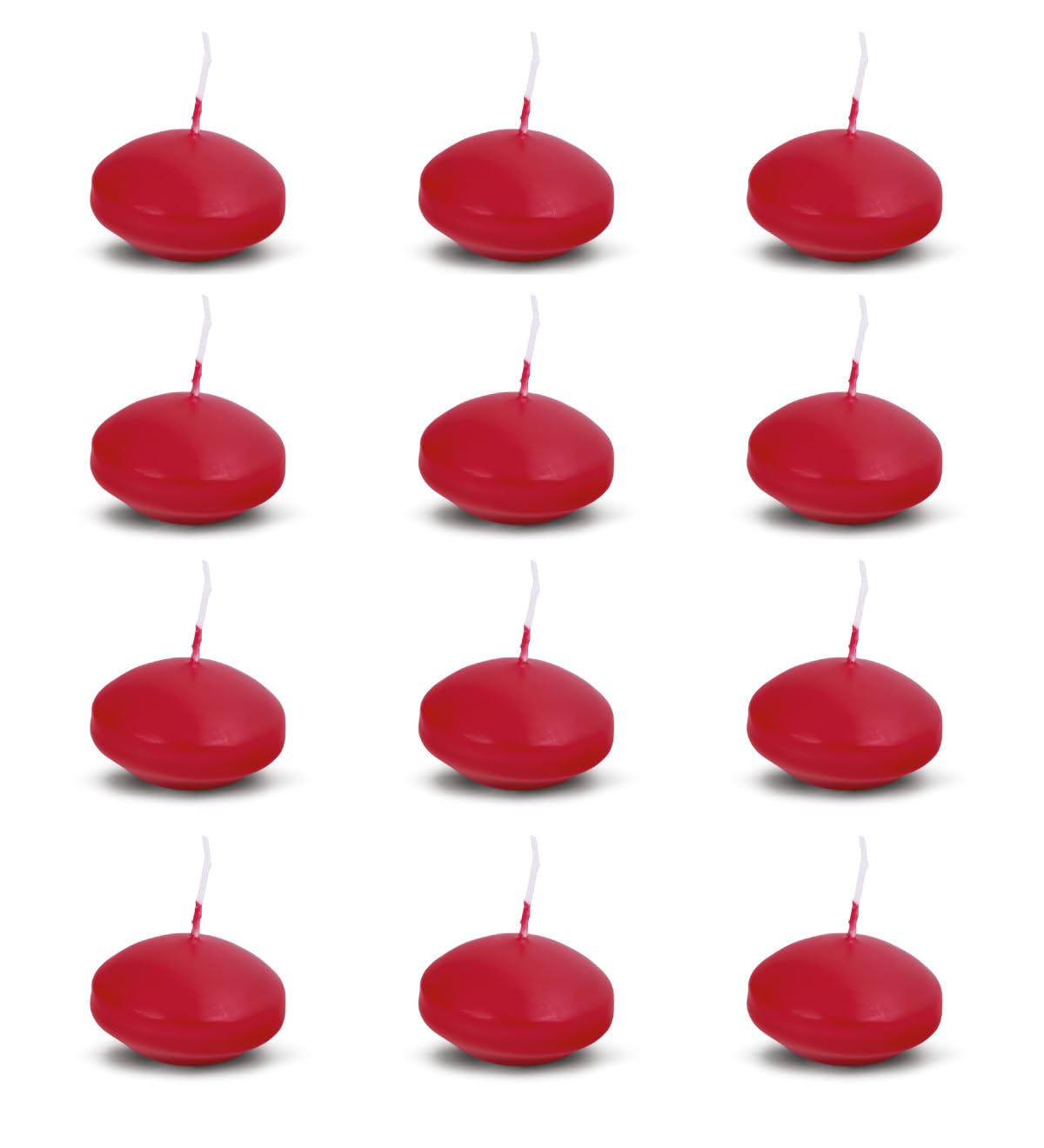 Donau Home Set of Floating Candles/Red / 12 Pieces / 2.8 x Diameter 4.8 cm / 4 Hours Burning Time/Floating Candle Wax Sans Perfume/Floating Warm Tea Lights Candles/for Dinner, Wedding,