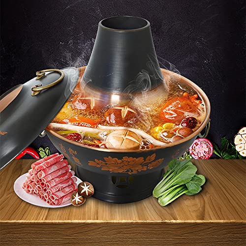 Olla tradicional china de carbón de cobre 36 cm miniatura 1