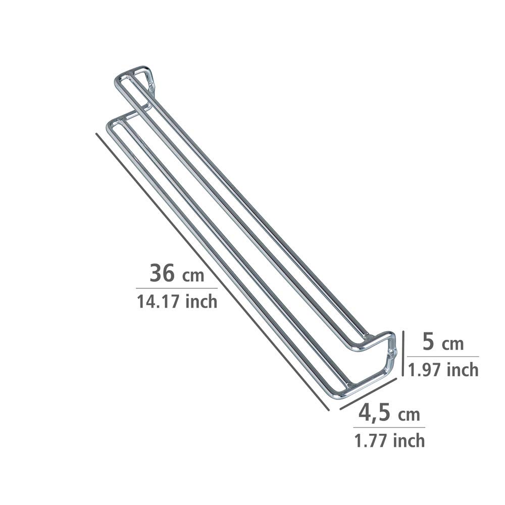 Wenko 5970100 Porta cravatte e cinghia - dentro l'armadio per vestiti, Metallo Cromo, 36 x 4.5 x 5 cm, Argento lucido