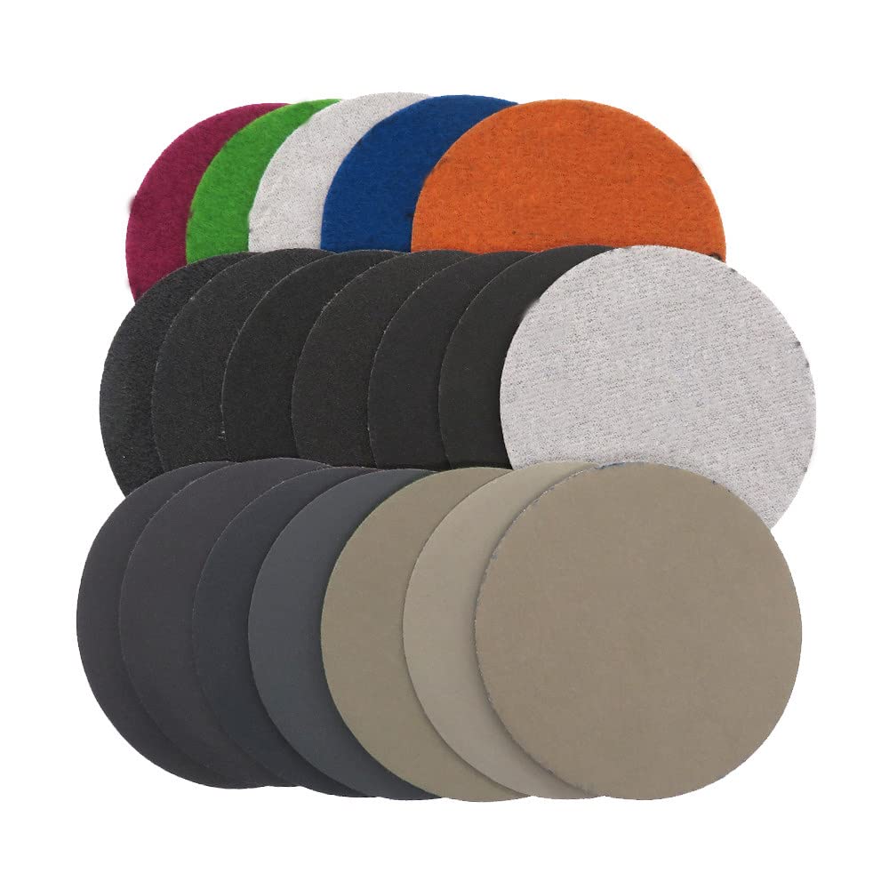 SHENGANG 100 Uds. Discos de lijado impermeables de 3 pulgadas y 75mm gancho bucle papel de lija de carburo de silicio húmedo/seco 60-10000 grano para pulir, 2500