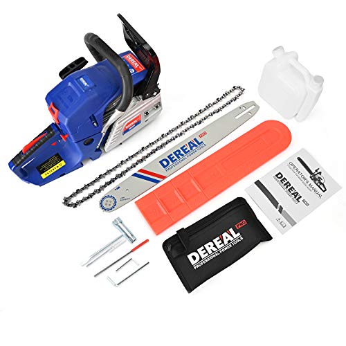 DEREAL Pro 58cc-Gas Chainsaw-20 Inch Bar Gasoline-Power Chain Saws 2-Cycle Automatic Chain Oiler Garden Tool for Trees Cutting Outdoor Home Farm Use