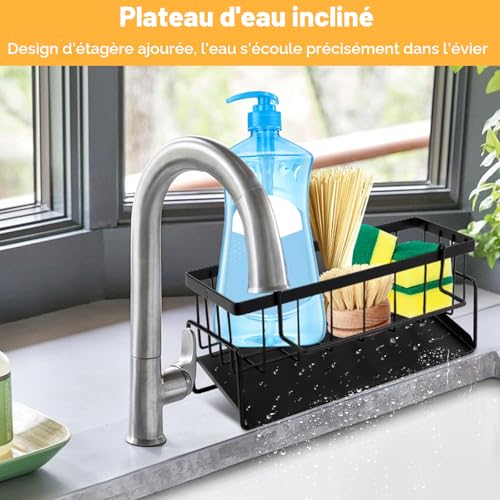 TNOMSNO Organiseur de Cuisine Porte-éponges Auto-drainant avec Crochet – vue 5