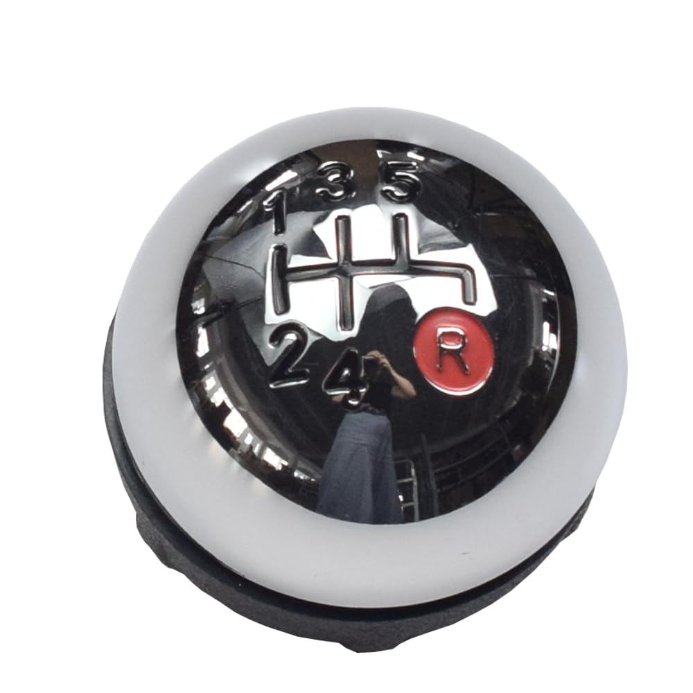 Hacreyatu Chrome-Red 6 Car Accessories Manual 5/6 Speed Transmission Inner Gear Shift Knob Replacement For Fiat 500 2012-2018 (Chrome-Red 5 Speed)