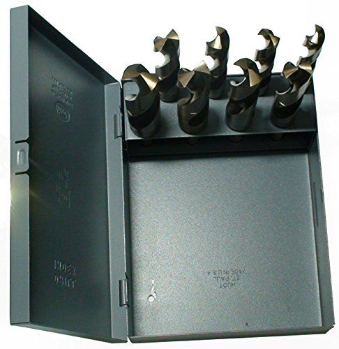 Drill America 8 Piece m35 Cobalt Reduced Shank Drill Bit Set in Metal Case (9/16" - 1" x 16ths), DWDCO Series