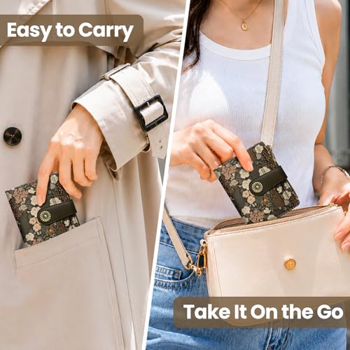 Image of Small Wallet for Women, RFID Blocking Bifold Card Holder Wallet with 10 Card Slots, Cash Compartment, Zipper Coin Pocket & ID Window, Cute Soft Vegan Leather Compact Wallet, Rose